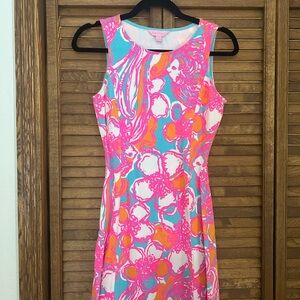Lilly Pulitzer Pink and Blue Floral Midi Dress